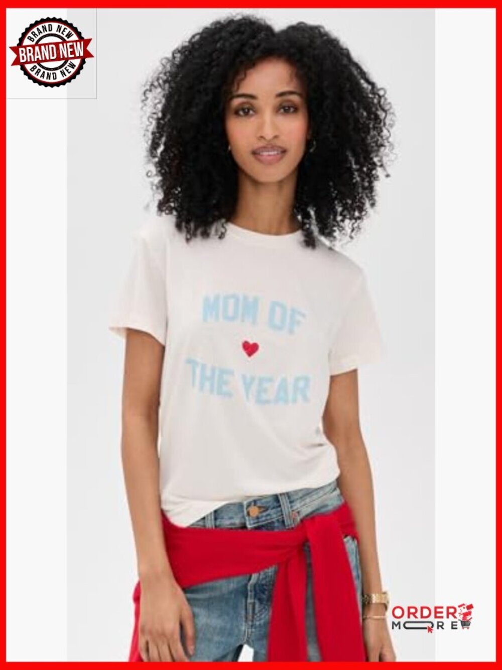 Classic Cut Mom of Year Tee, Short Sleeve, Crew Neck, Lightweight Stretch Jersey - Picture 2 of 7